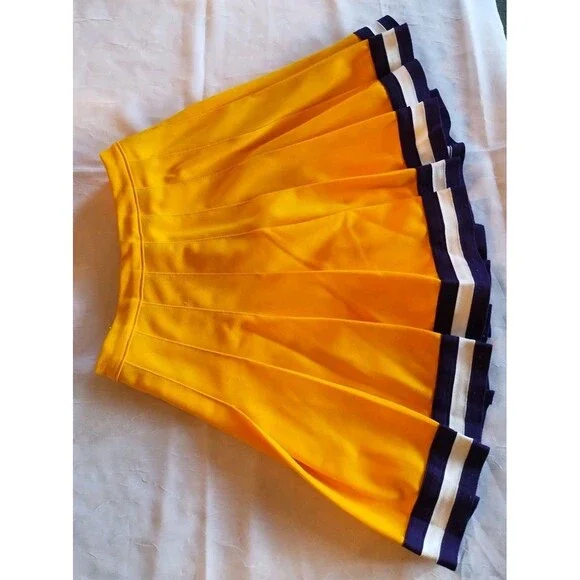 Vintage Dehen 1980s Pleated Cheerleading Skirt Gold Purple Cosplay Cheerleader - Picture 3 of 8